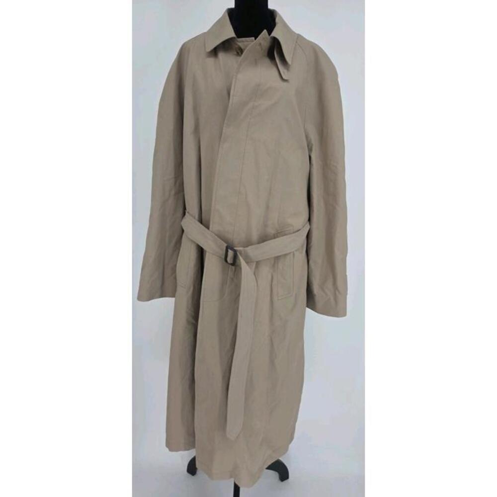 Jos A Bank Mens Trench Coat Size 44L Khaki Year Round Lined‎
